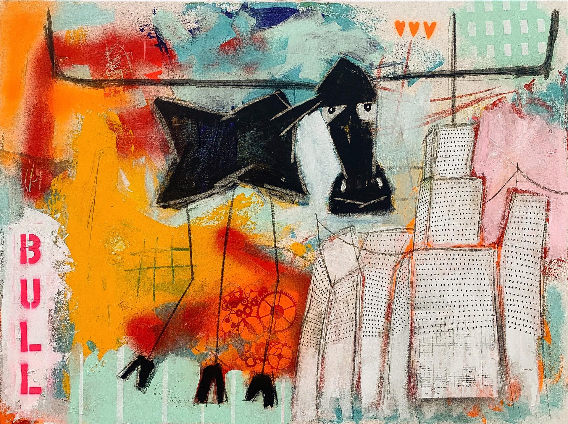 Le taureau dans la ville - Art de Rick Hamilton