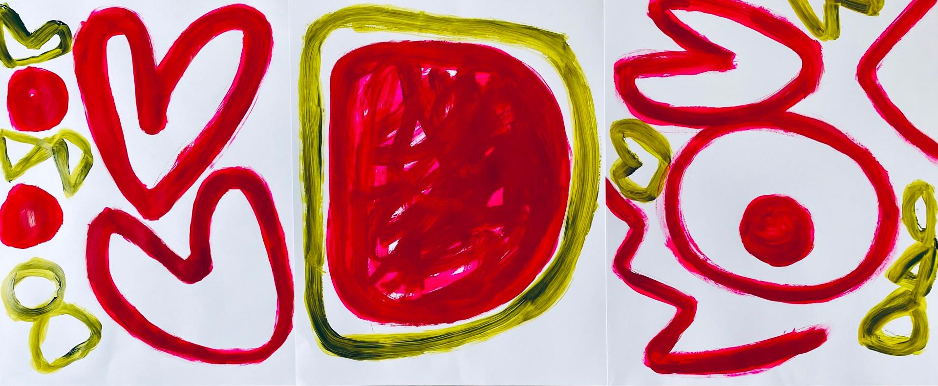 Hearts Colliding (Triptych) - Art by Carol Bass