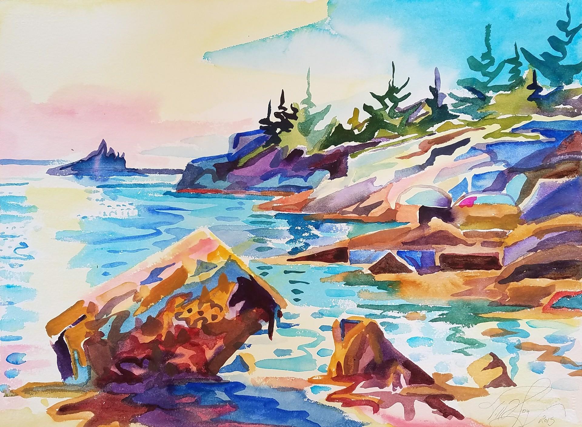 Sand Beach shore  - Art by Jill Hoy