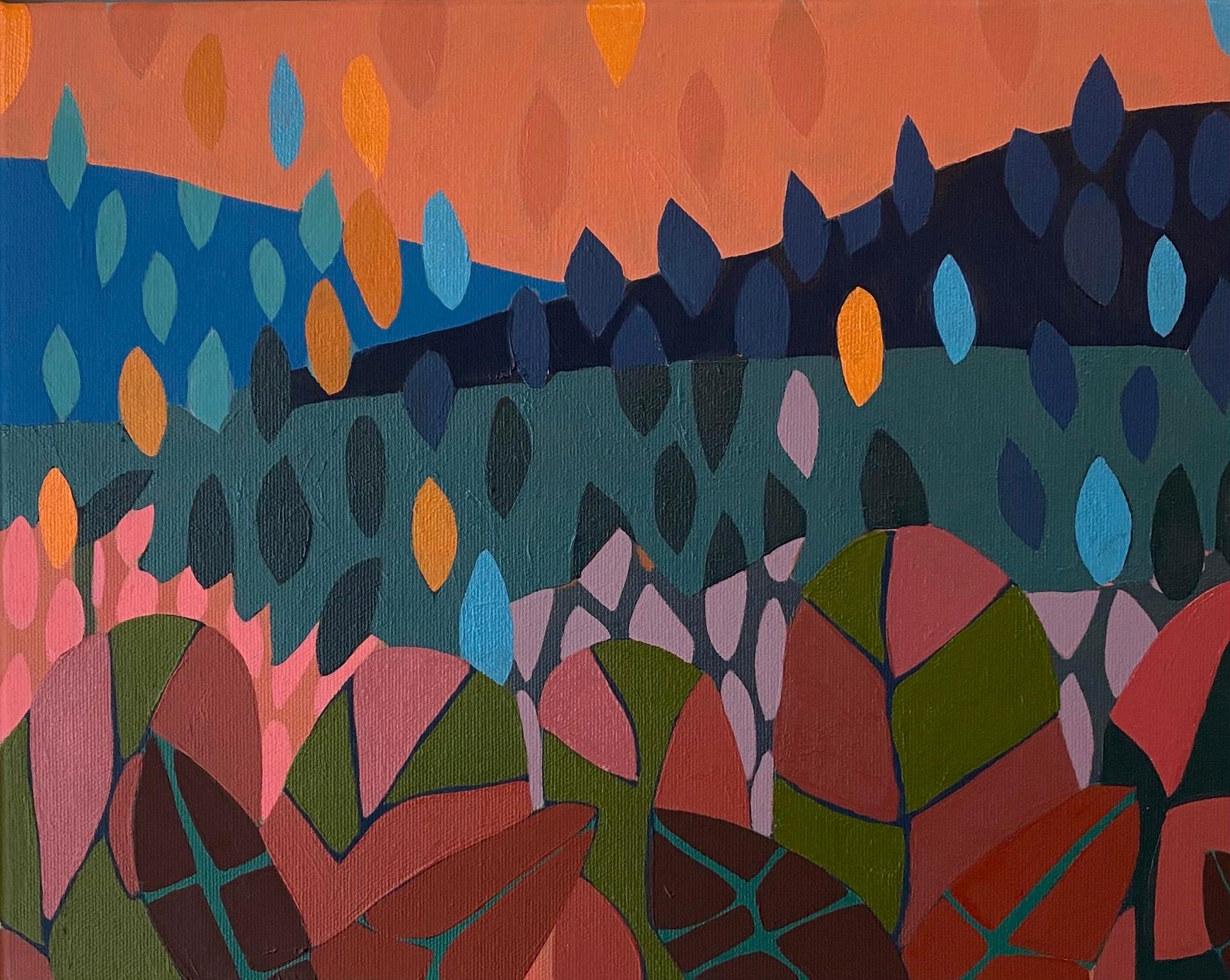 Abstracted Leaves and Mountains - Art by Sage Tucker-Ketcham