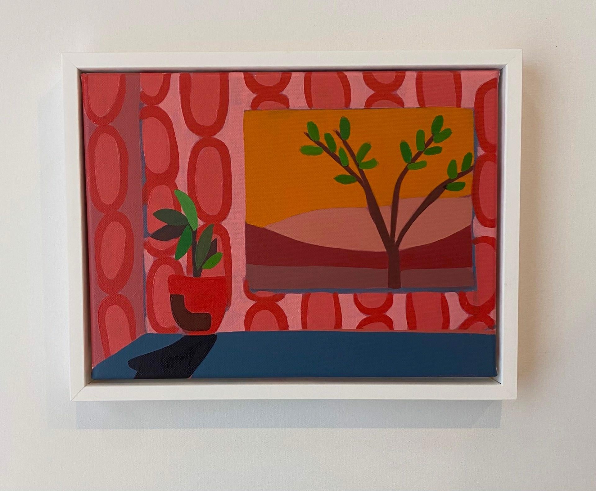 Pink and Red Room with Plant and Tree, 2021
Framed in a white floating frame.

