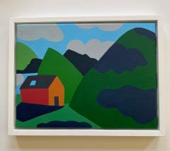 House on Lake, Mountains and Clouds