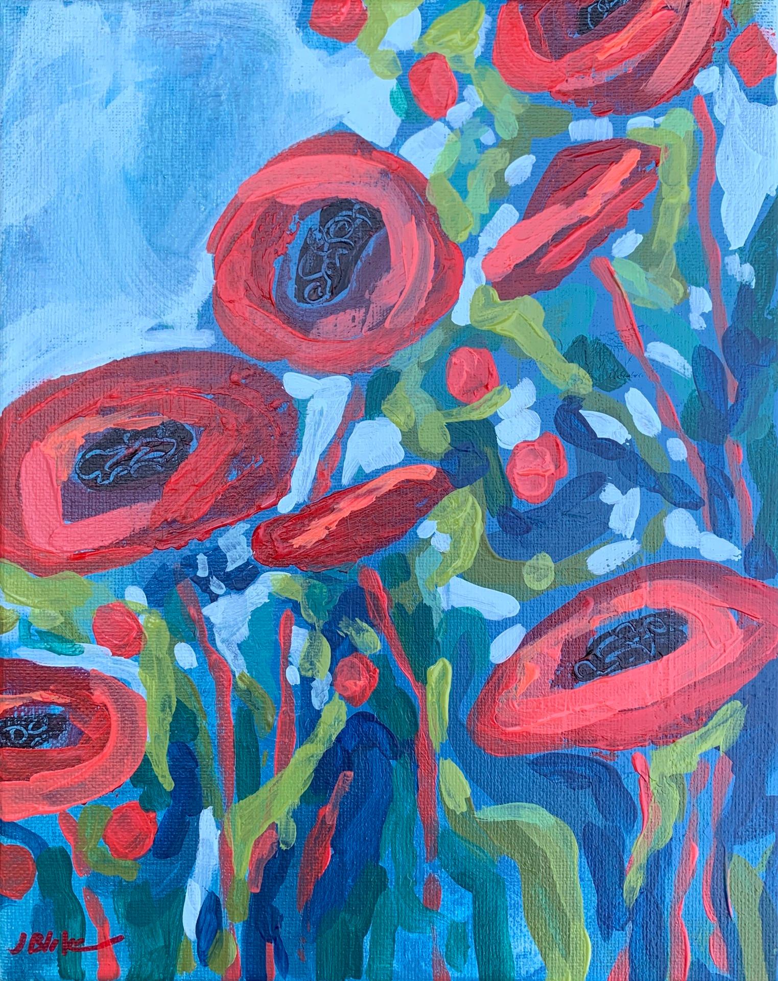 Poppies + Dots - Art by Julia Blake