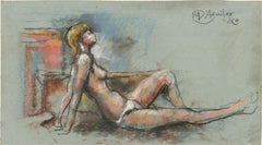 Michael DAguilar (1924-2011) – signiert 1983 Pastellfarbener, liegender Akt