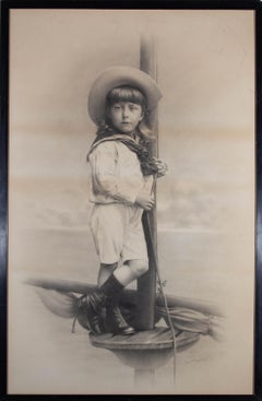 Late 19th Century Charcoal Drawing - Sailor Boy
