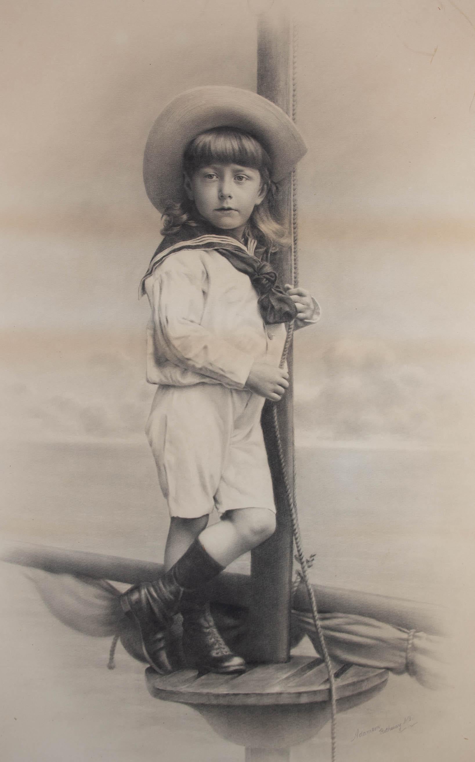 Late 19th Century Charcoal Drawing - Sailor Boy - Art by Unknown