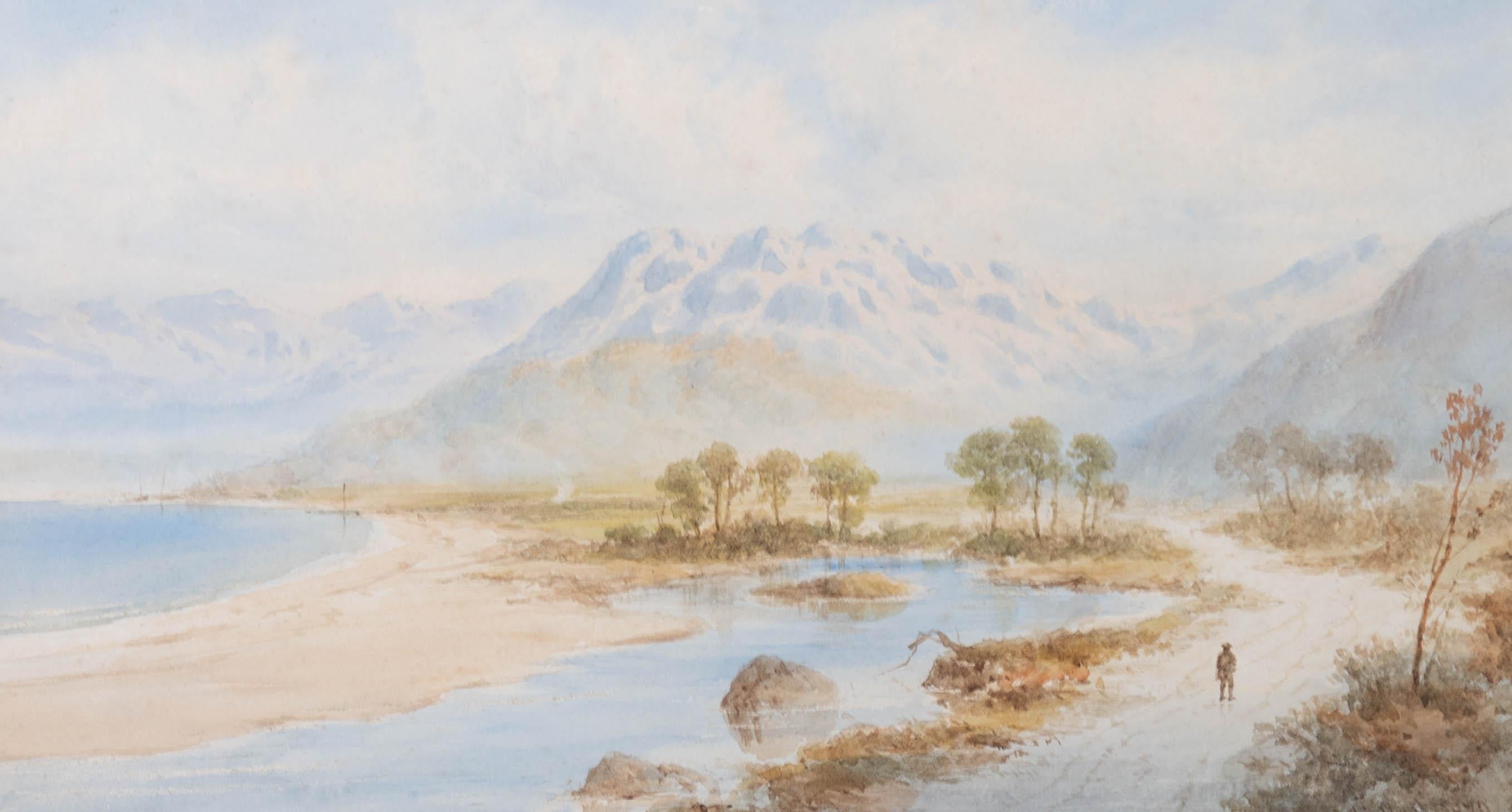 George Lothian Hall (1825-1888) - 1879 Watercolour, Mountain Lake 1