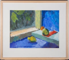 Framed Contemporary Gouache - Fauvist Still Life with Fruit