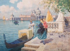 Leonardo Morello - Early 20th Century Watercolour, Mother And Child In Venice