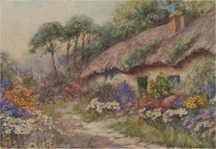 Leyton Forbes - Aquarell, Sommergarten, frühes 20. Jahrhundert
