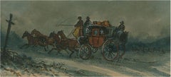 Charles Cooper Henderson (1803-1877) - Acuarela, Coche correo de noche