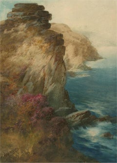 John Shapland (1865-1929) - Aquarell des 19. Jahrhunderts, Castle Rock Lynton