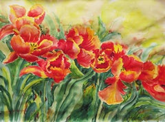 Antique Tulips, Original Still Life Painting, 2018