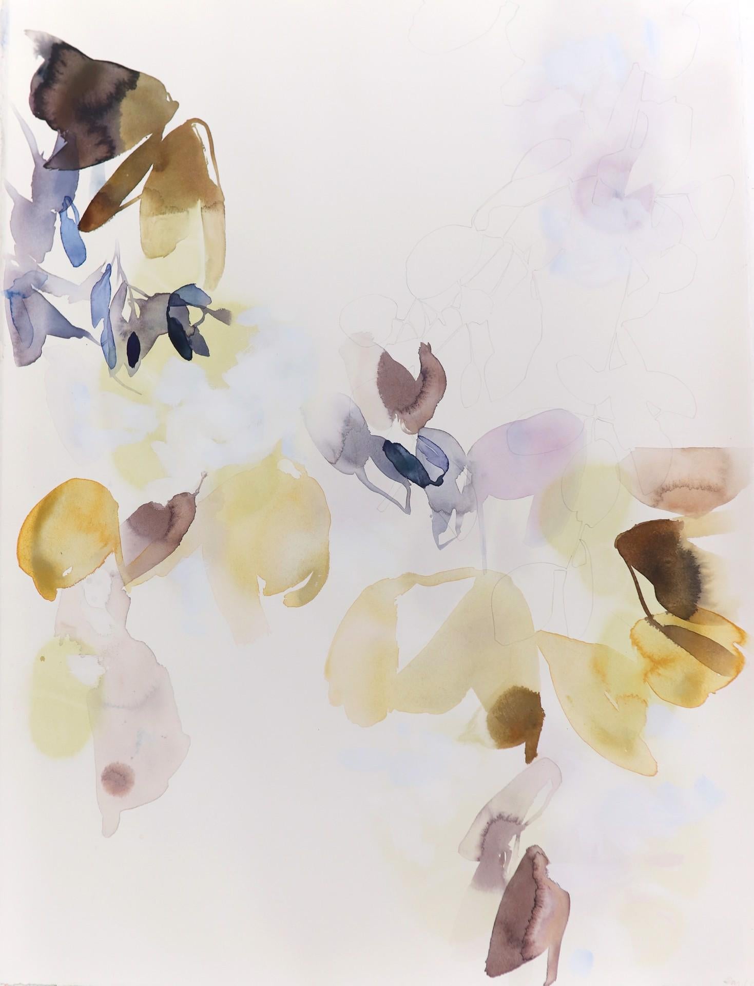 Elise Morris Abstract Painting - Gold Flight II,  contemporary abstract, acrylic painting, florals & nature