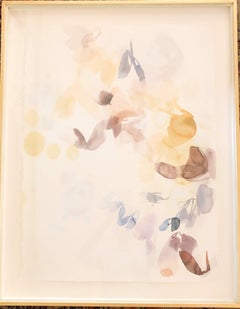 Gold Flight IV, contemporary abstract, acrylic painting, florals & nature