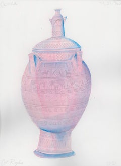 Cesnola Lidded Krater 74.51.965, gouache painting, pottery vase/artifact