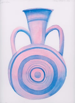 Cesnola Pilgrim Flask 1876,0909.33, gouache painting, pottery vase/artifact