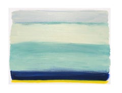 Hollywood Beach, contemporary abstract, acrylic painting, yellow blue & green