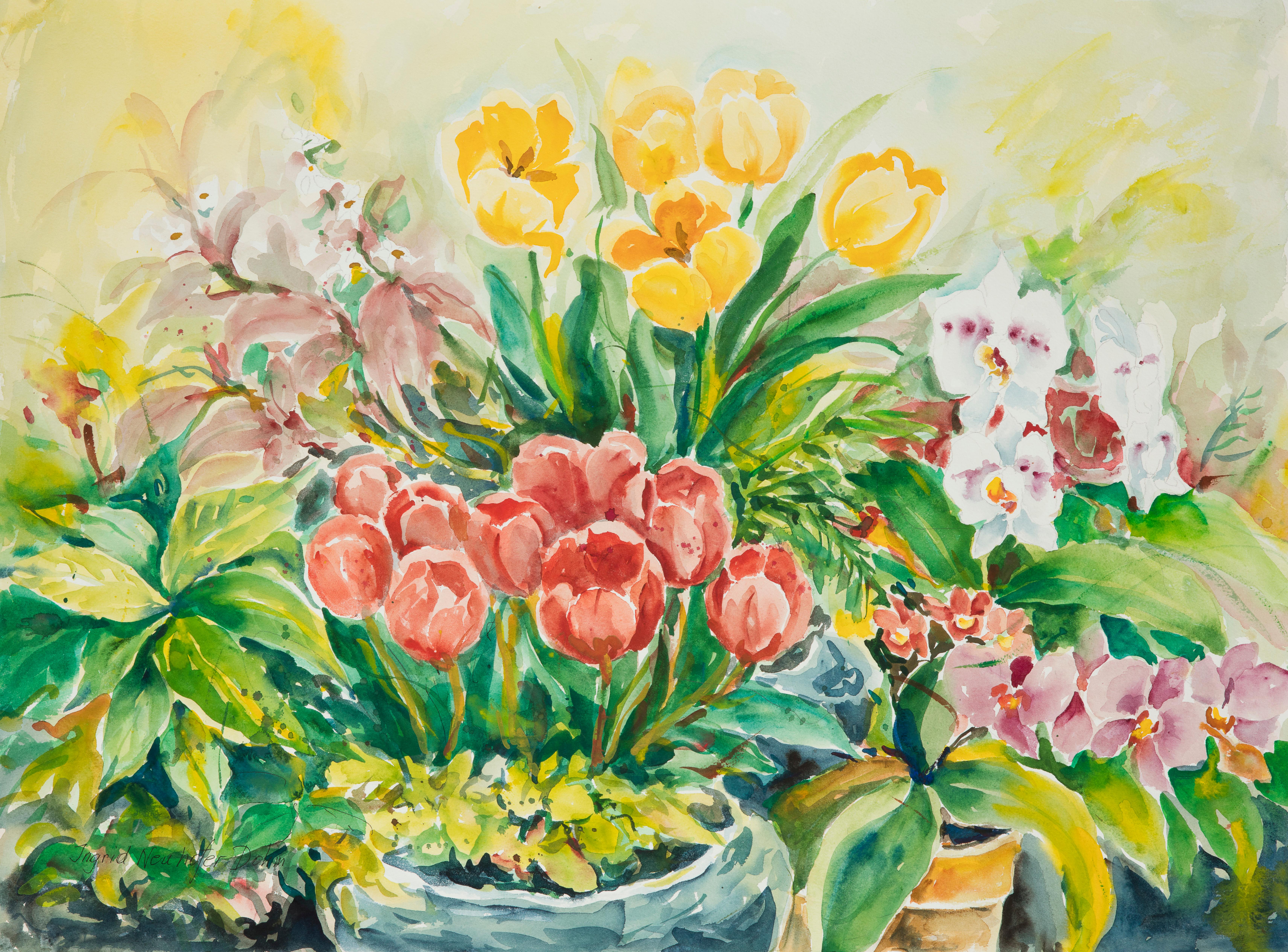 Ingrid Dohm Still-Life - Tulips II, Original Watercolor Painting, 2017
