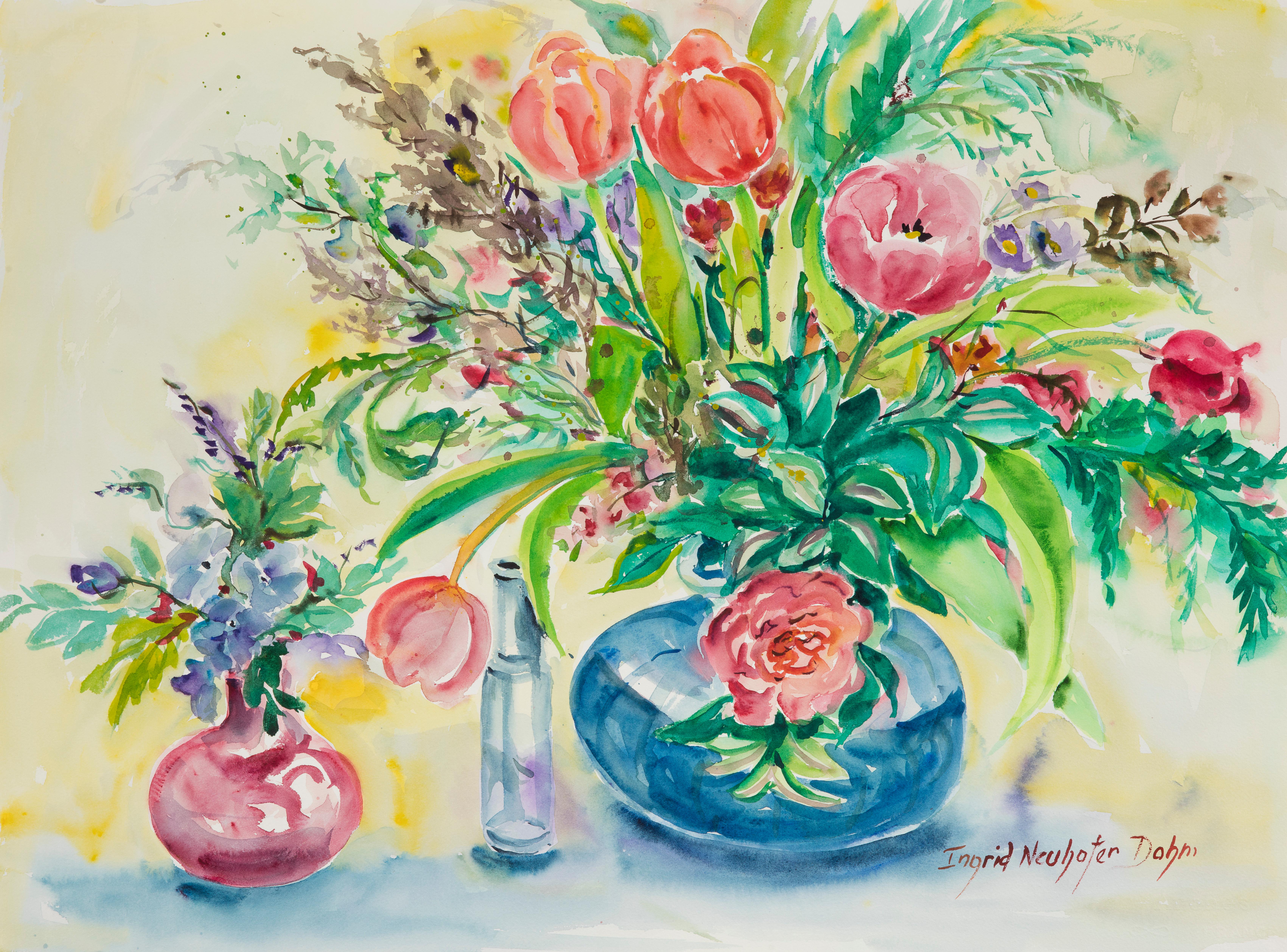 Ingrid Dohm Still-Life - Tulips I, Original Watercolor Painting, 2017
