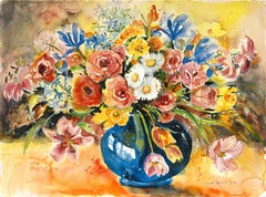 Blue Vase III, Original Watercolor Painting, 2016