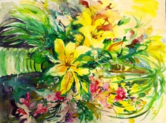 Gift of Flowers, Original Watercolor Painting, 2015