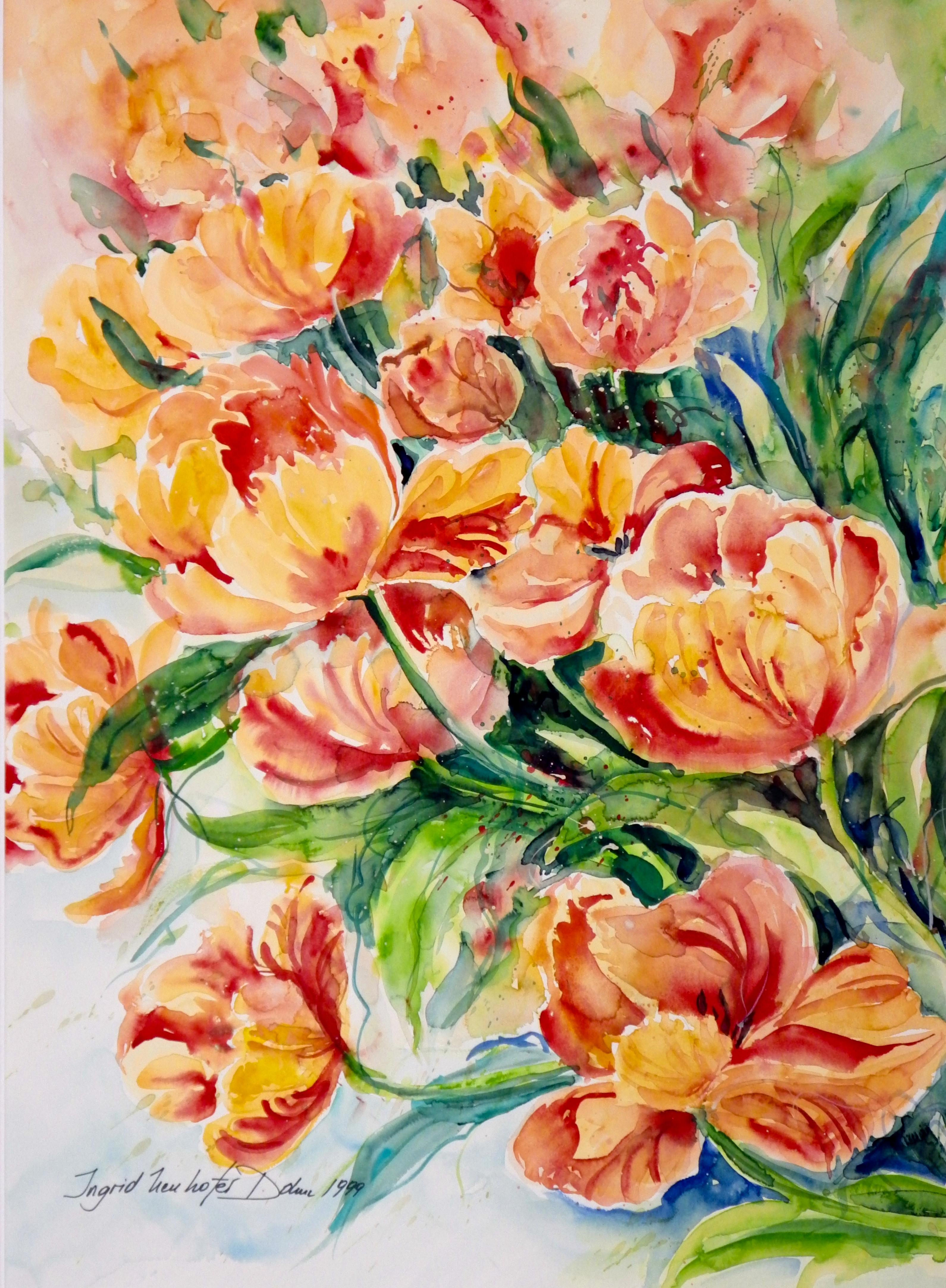 Ingrid Dohm Still-Life - Tulips, Original Watercolor Painting, 2014