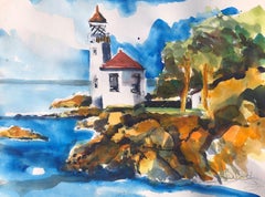 Stuart Island Lighthouse Washington, Painting, Watercolor on Watercolor Paper