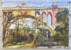 Bridge de Colorado Street, Pasadena, peinture, aquarelle sur papier aquarelle