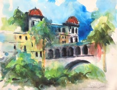 Peinture, aquarelle sur papier aquarelle, vert château de Pasadena