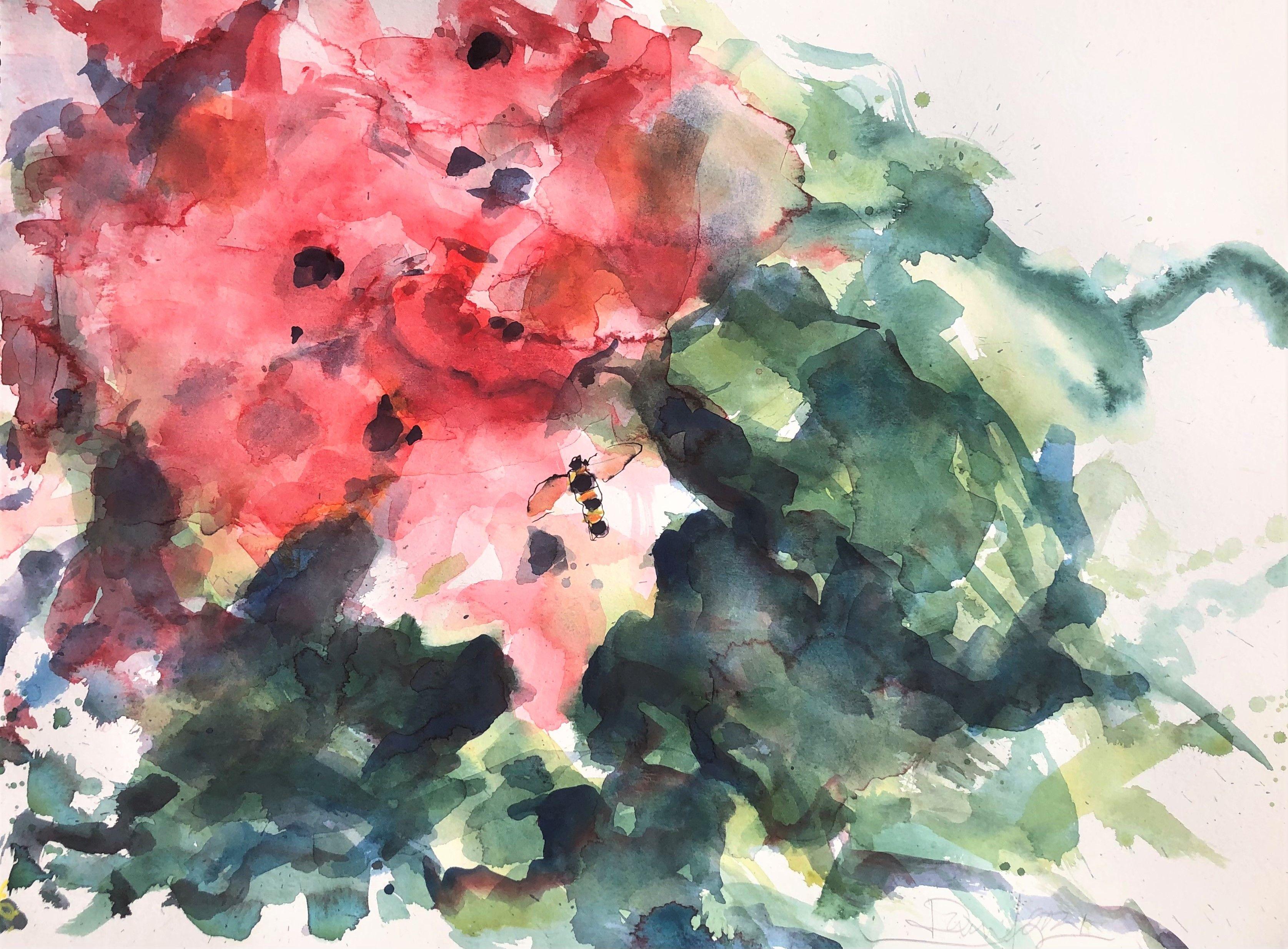 Jardin de Allah, peinture, aquarelle sur papier d'aquarelle - Art de Daniel Clarke