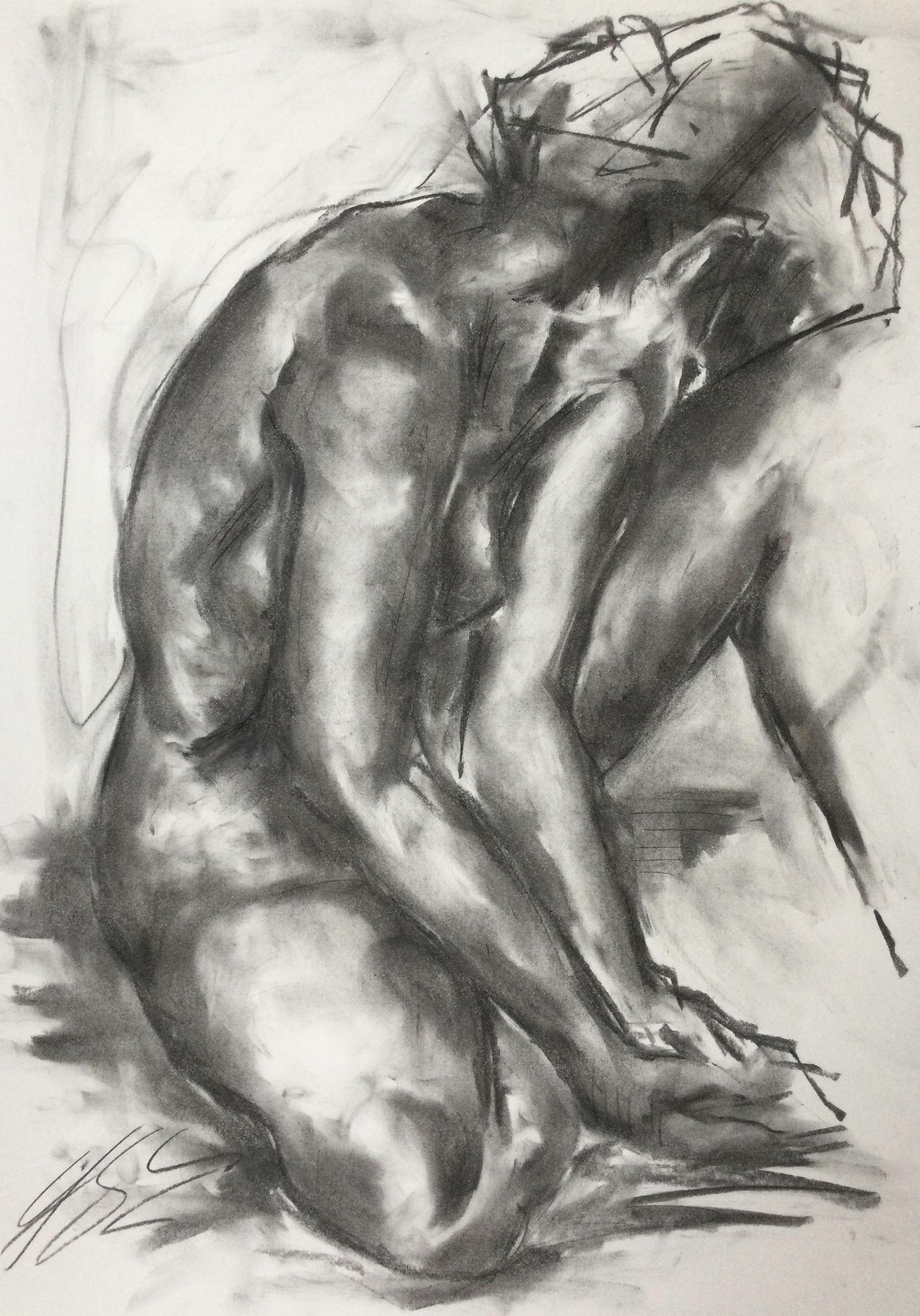 No Words, Drawing, Charcoal on Paper - Art by James Shipton