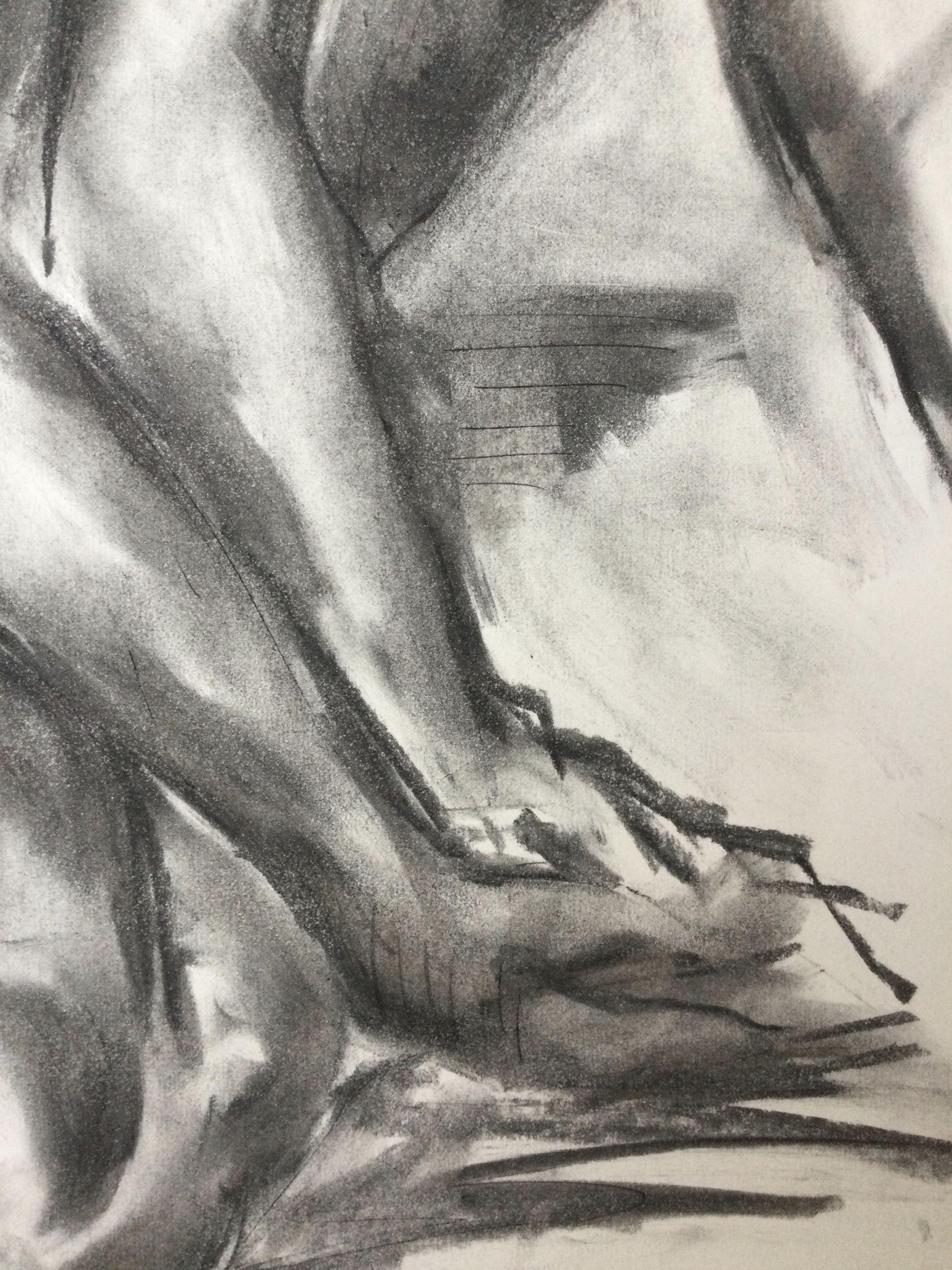 No Words, Drawing, Charcoal on Paper 1