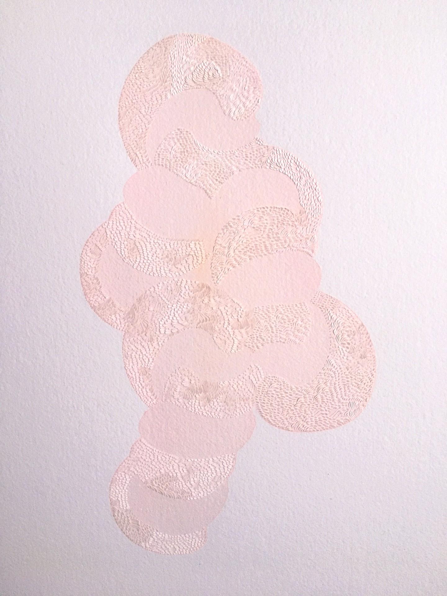 Lucha Rodriguez Abstract Drawing - Knife Drawing III - Manipulated Textured Paper with Stunning Detail (Pink)