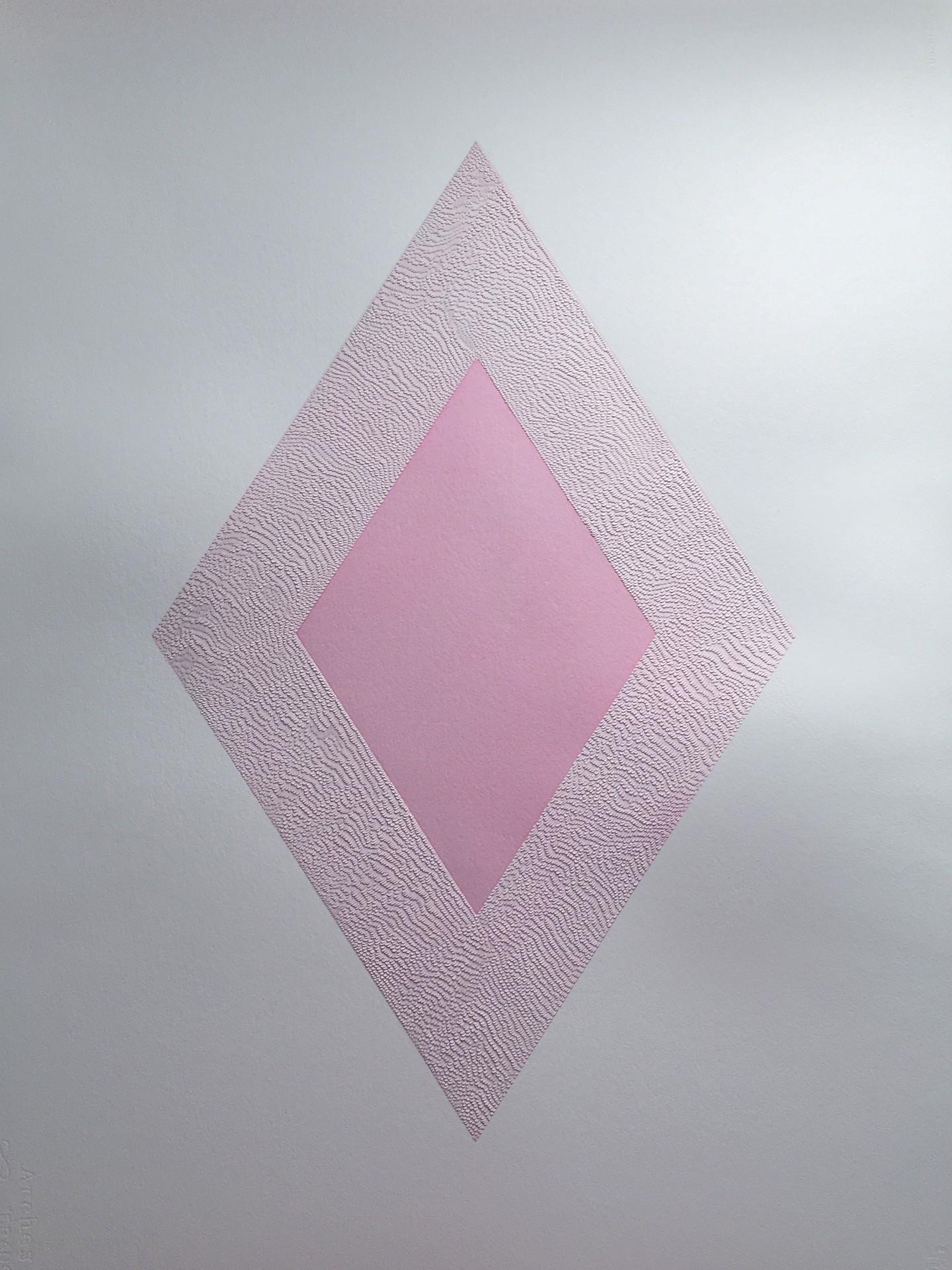 Lucha Rodriguez Abstract Drawing - Knife Drawing XXVIII - Manipulated Textured Paper with Stunning Detail (Pink)