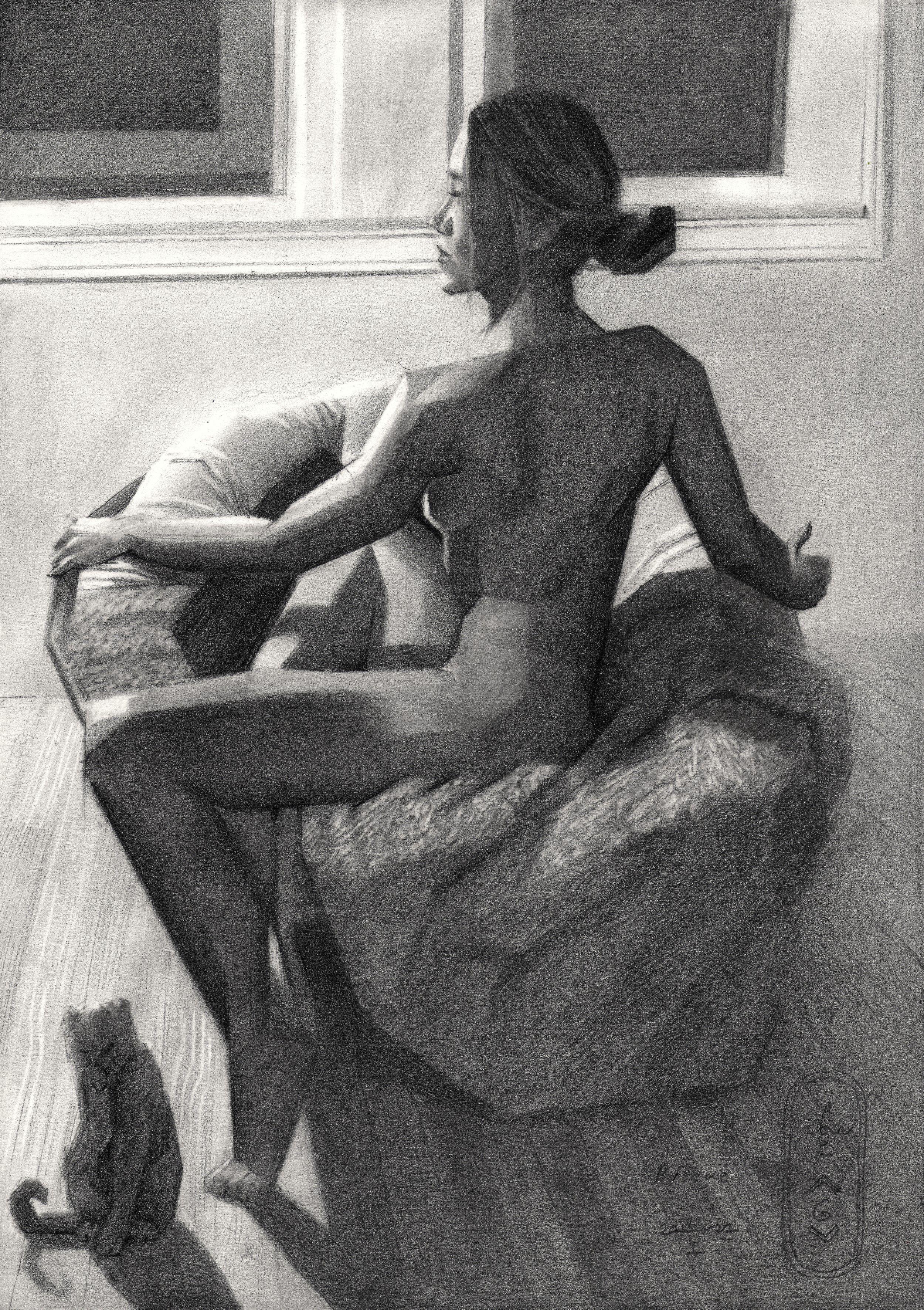 Risque â€“ 22-01-22, Drawing, Pencil/Colored Pencil on Paper