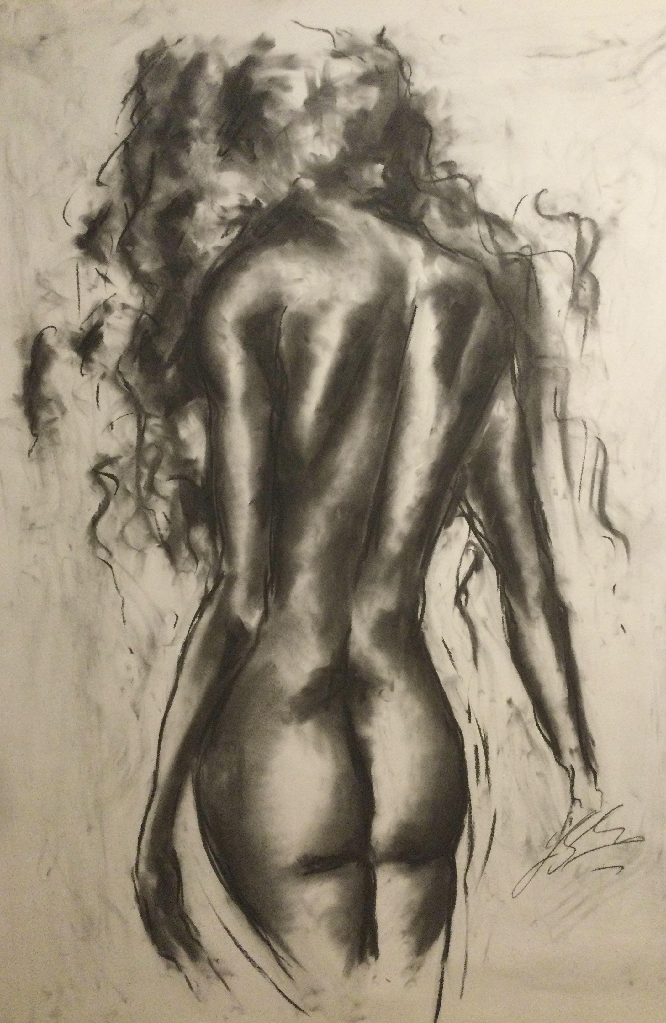 By My Side, Drawing, Charcoal on Paper - Art by James Shipton