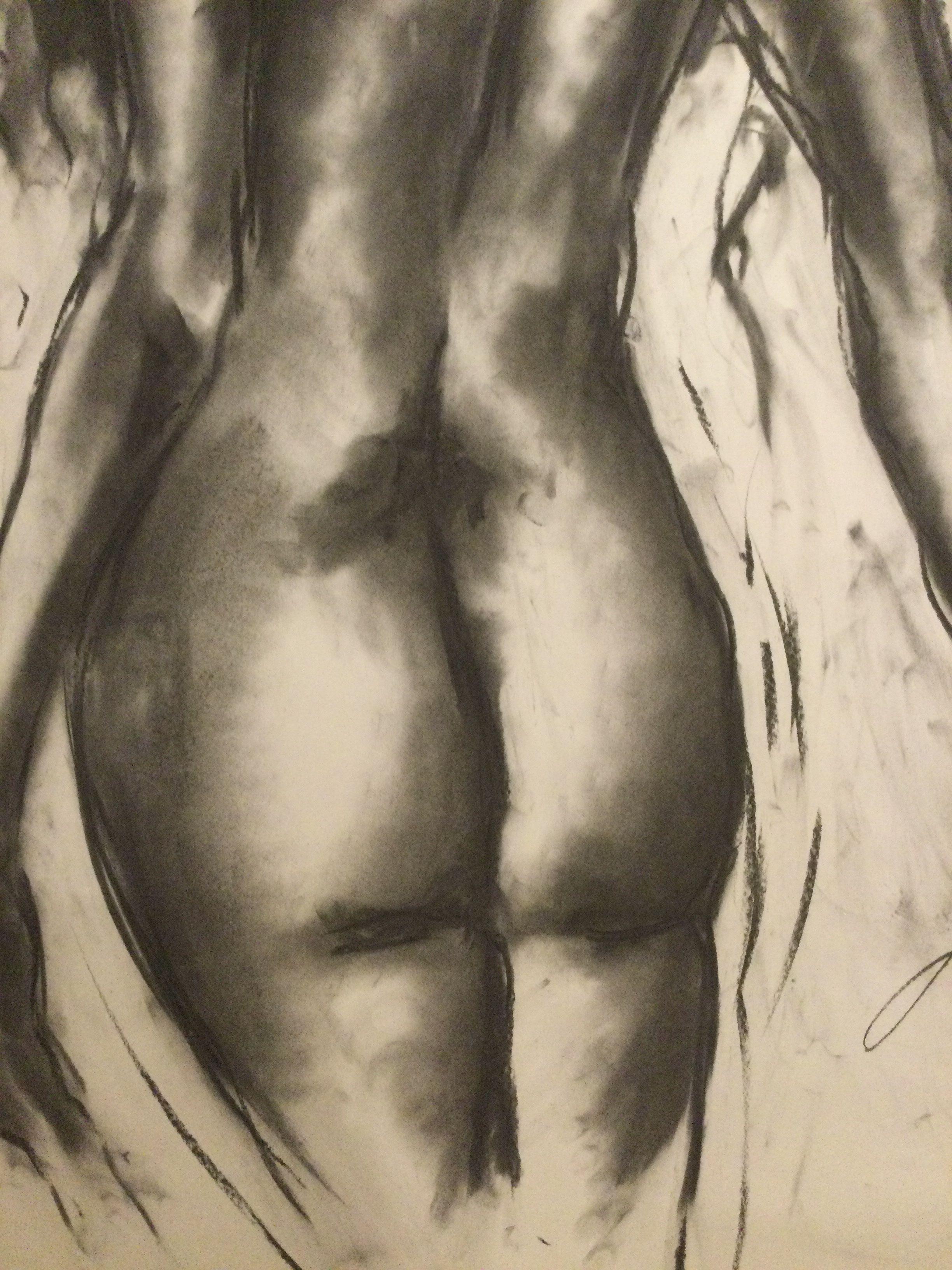By My Side, Drawing, Charcoal on Paper 2