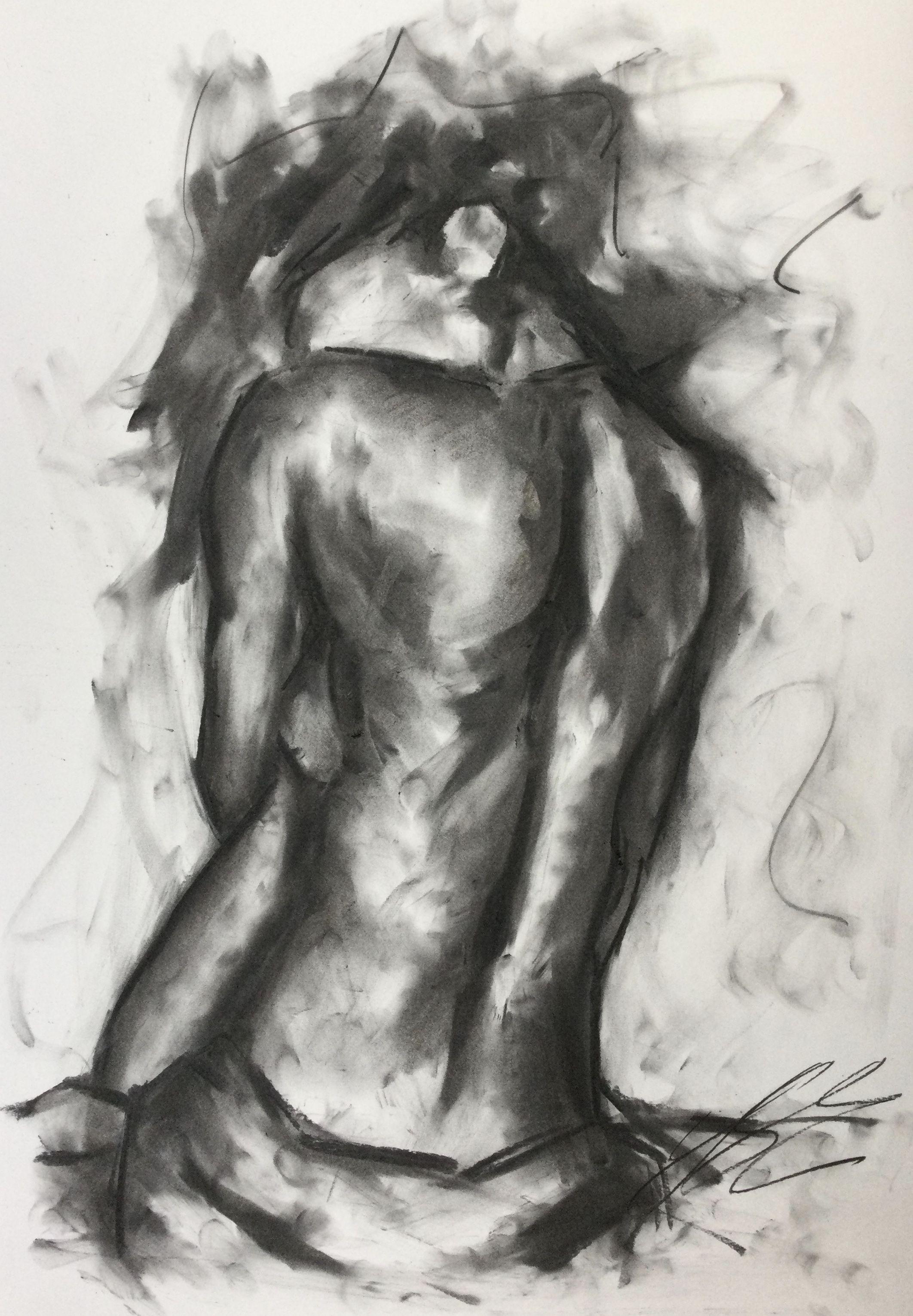 Somewhere, Drawing, Charcoal on Paper - Art by James Shipton