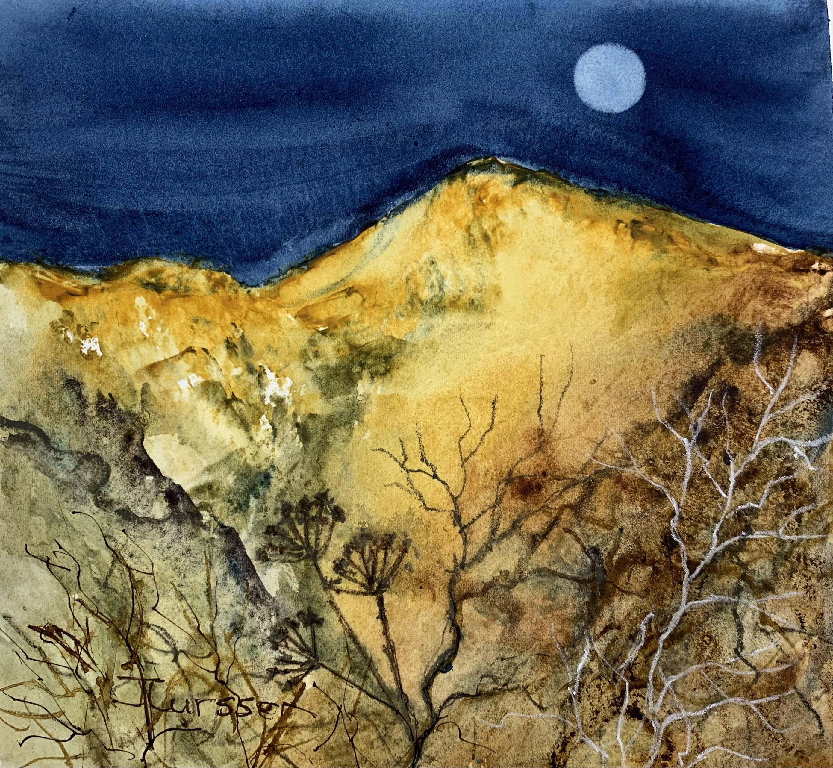 Reflected Moonlight, Painting, Watercolor on Watercolor Paper - Art by Jean Lurssen