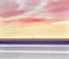 Twilight over the tide, Painting, Watercolor on Watercolor Paper