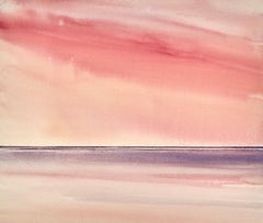 Twilight, Lytham St Annes Beach, Painting, Watercolor on Watercolor Paper