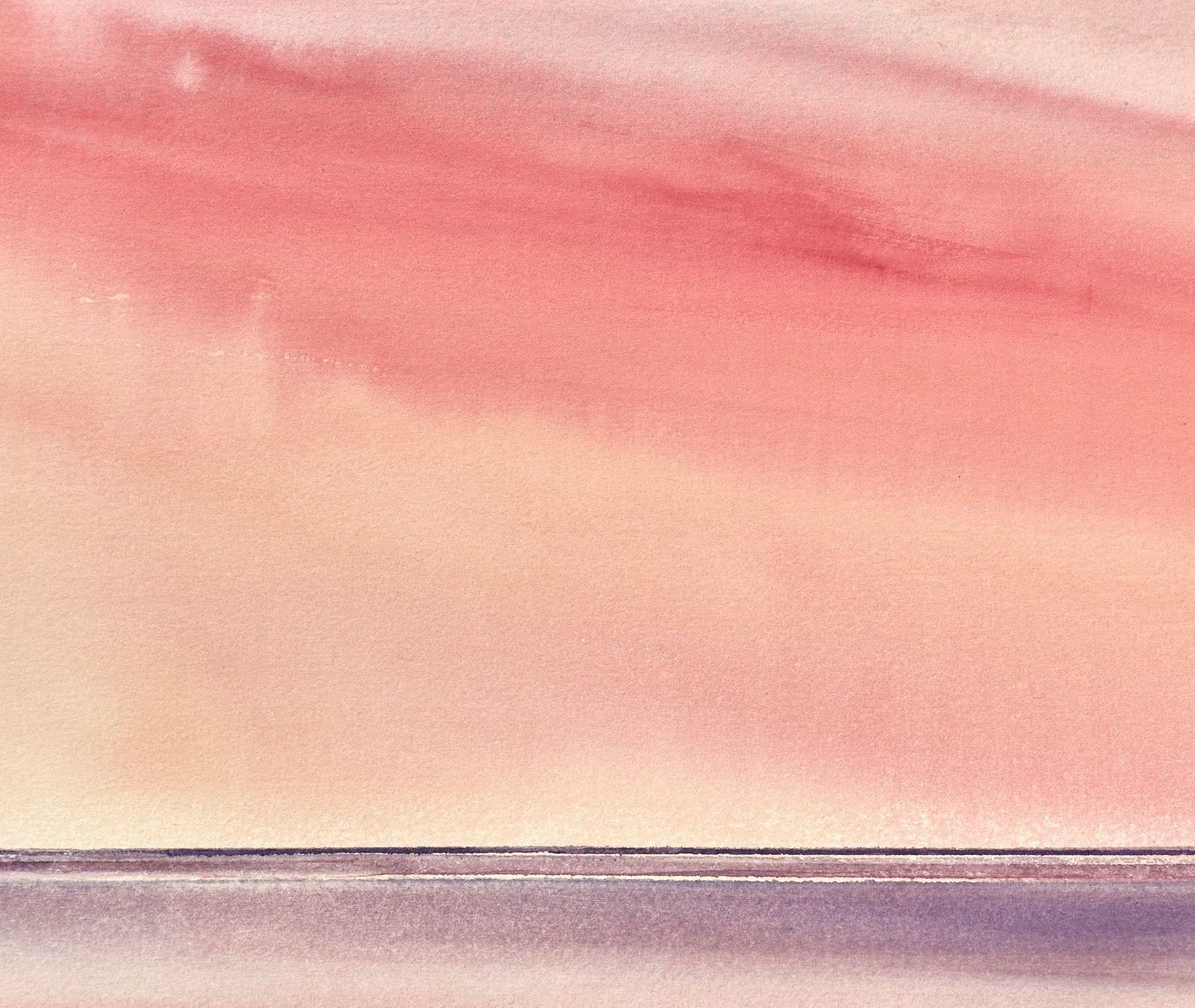 Twilight, Lytham St Annes Beach, Painting, Watercolor on Watercolor Paper - Contemporary Art by Timothy Gent