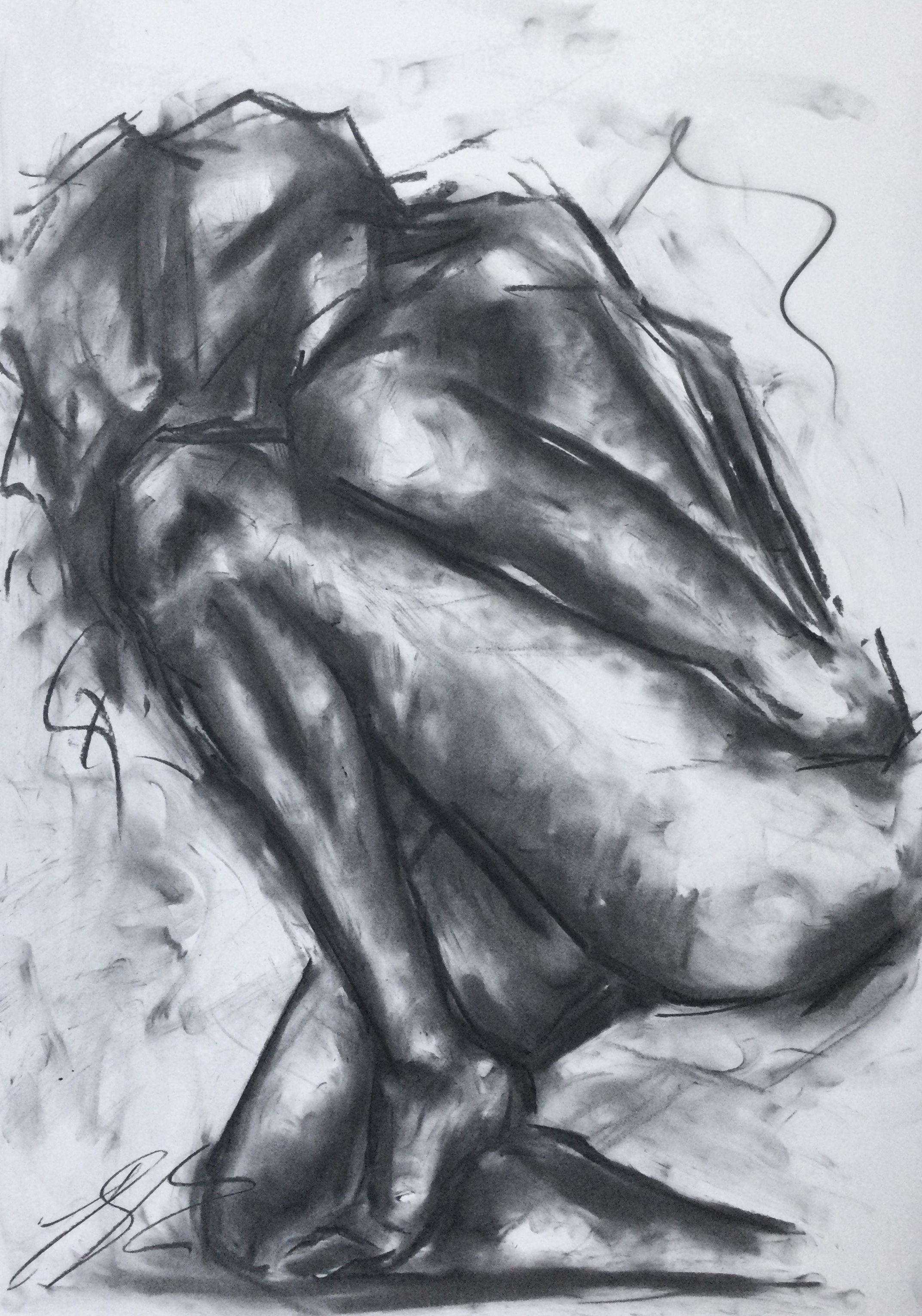 Once Again, Drawing, Charcoal on Paper - Art by James Shipton