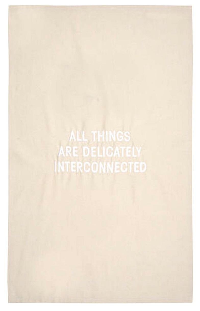 All Things Are Delicately Connected embroidered tea towel