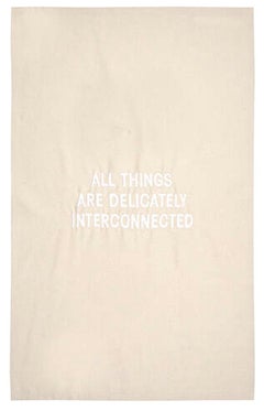 Used All Things Are Delicately Connected embroidered tea towel