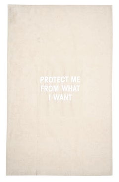 Protect Me From What I Want embroidered tea towel