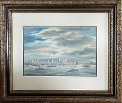 "New York City Skyline View from the East River, " Lionel Reiss, Jewish Artist