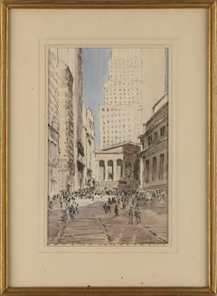 "Sub-Treasury Building, Wall Street, New York" Cityscape Scene, Lower Manhattan
