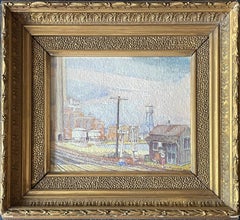 "Train Station, " Max Kuehne, Industrial City Scene, American Impressionism
